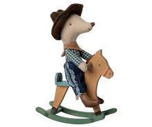 Load image into Gallery viewer, Maileg | Cowboy Mouse on Rocking Horse, Little Brother