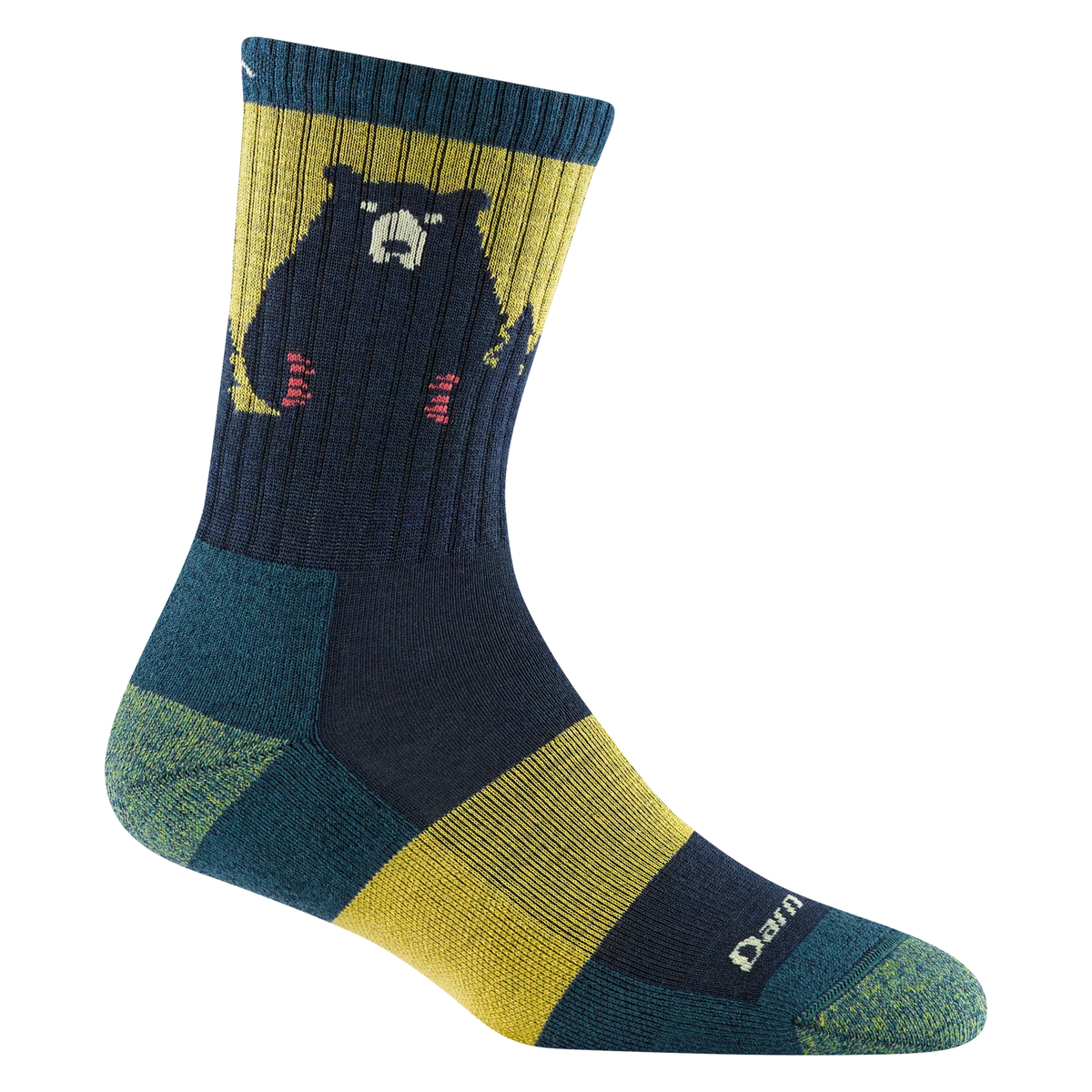 Dark teal Darn Tough Bear Town Micro Crew lightweight hiking sock.