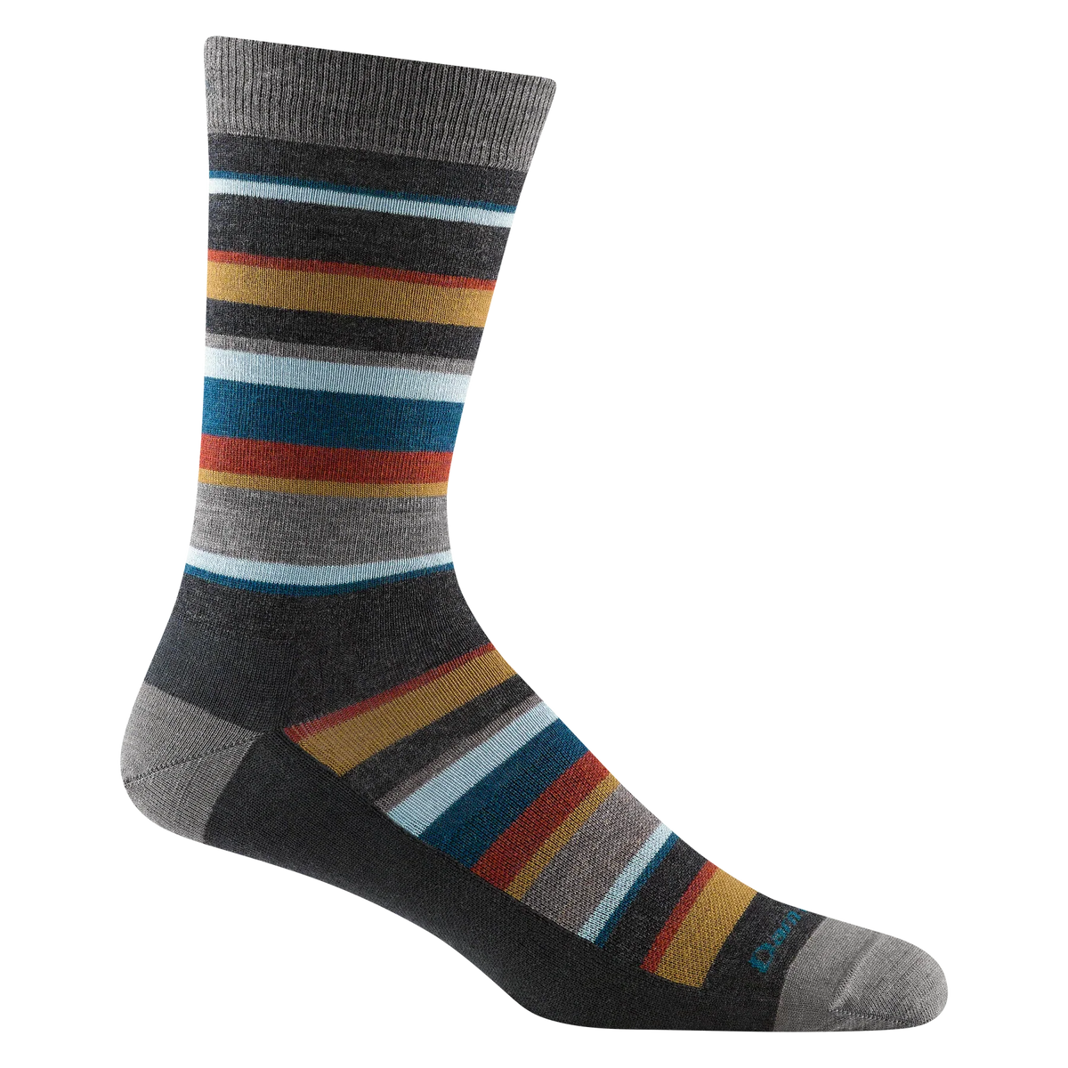 Multicolored striped sock on a white background