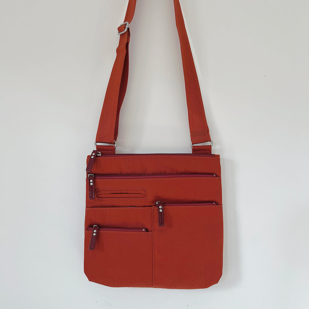 Highway | Nico Multi-Pocket Cross Body Shoulder Bag in Terracotta x Red | Small