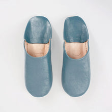 Load image into Gallery viewer, Moroccan Babouche Slippers in Blue Grey