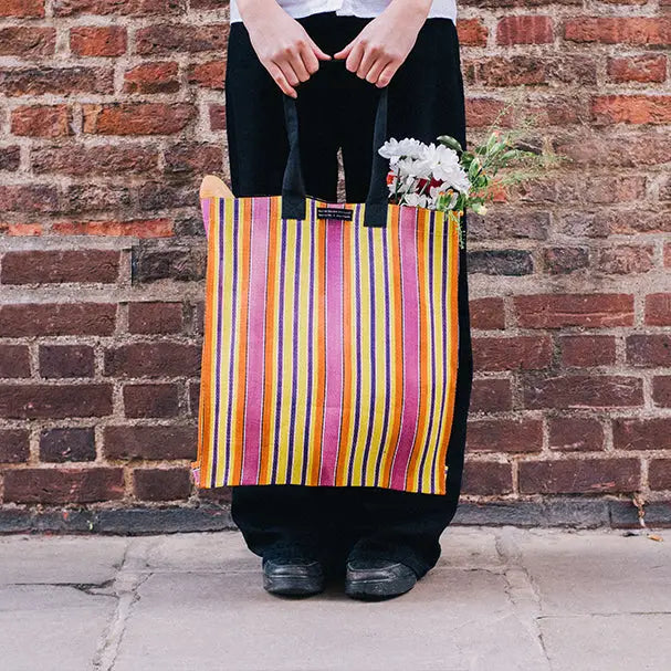 Woven Market Shopper in Neyron Rose, Sage & Primrose Yellow
