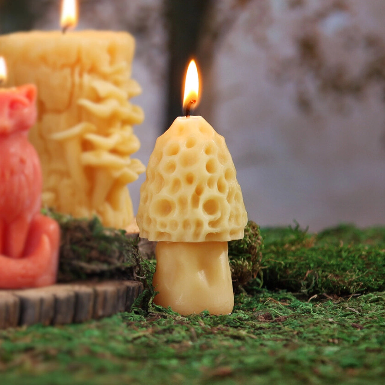 Beeswax Morel Mushroom Candle