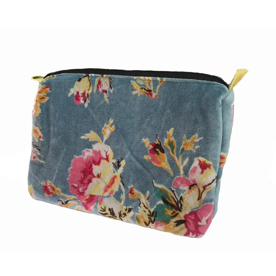 Rome Velvet Pouch in Celeste Blue