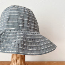 Load image into Gallery viewer, Sage Ribbon Hat with White Stitch Detail
