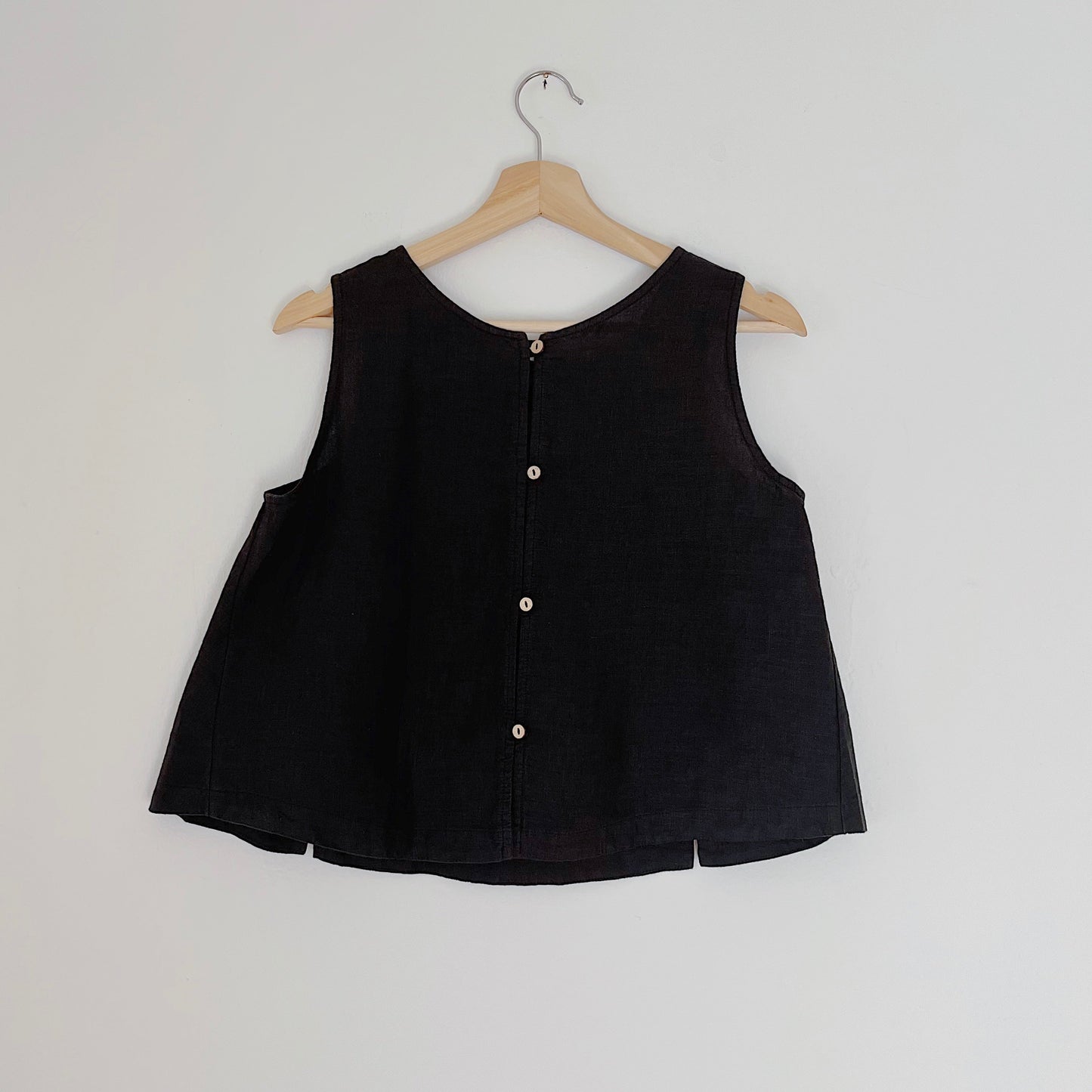 Button Back Tank in Black