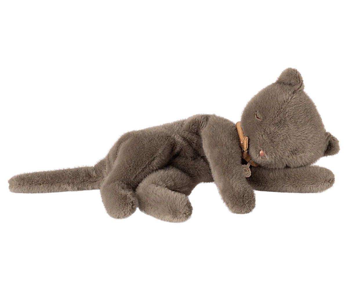 Plush Sleeping Kitten in Grey