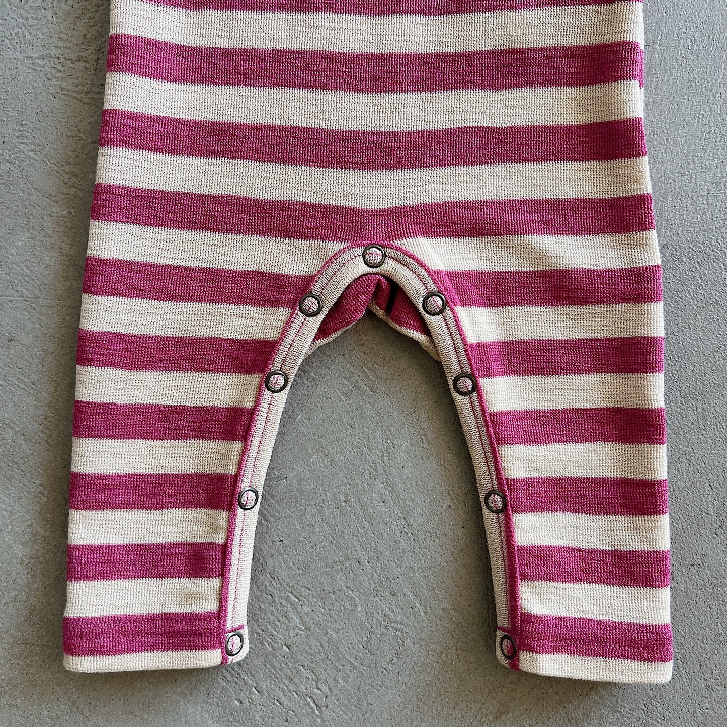 Merino Wool Playsuit in Almond Milk/Camelia Melange Stripe