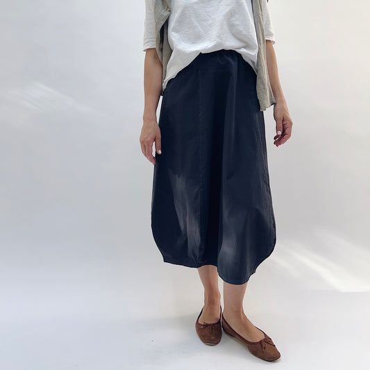 Rib Yoke Skirt in Black Pearl