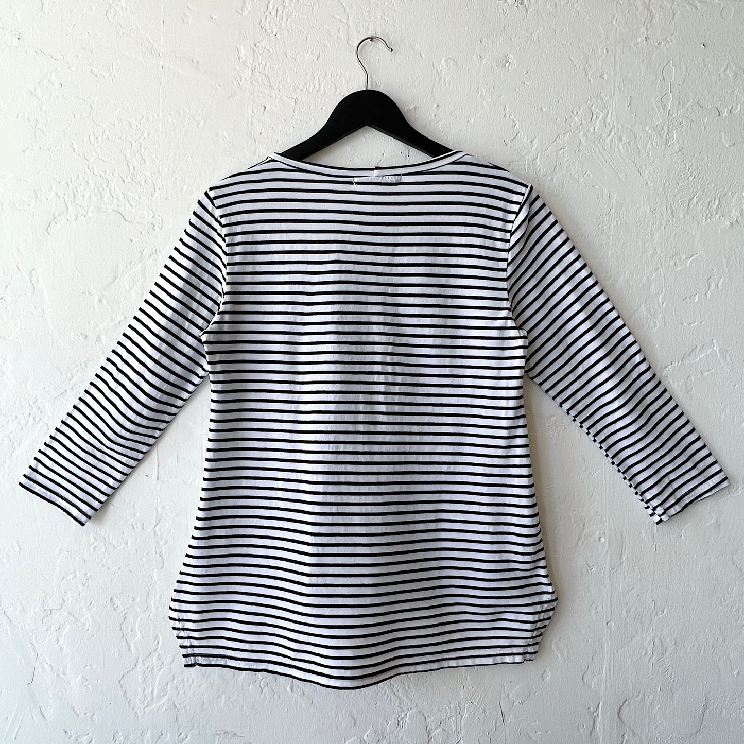 High Low Long Sleeve Shirt in White Stripes