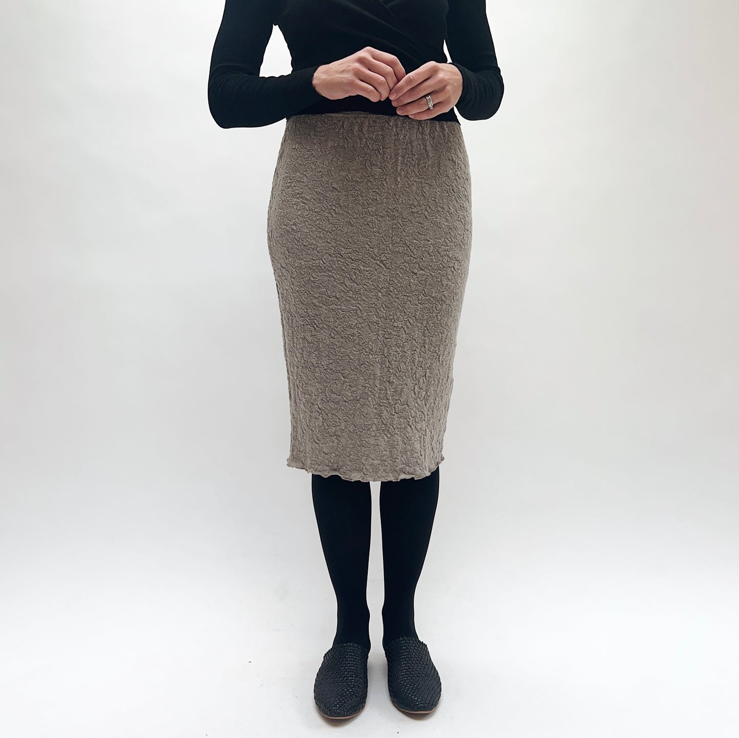 Merino Bubble Wool Skirt in Elephant Melange