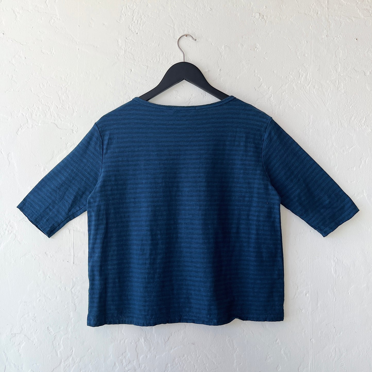 Elbow Sleeve Top in Naval & Navy Stripe