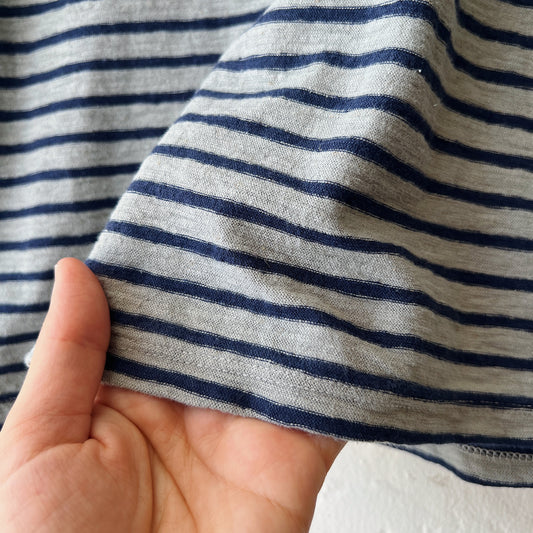Easy Tee with Pocket in Overcast & Navy Stripe