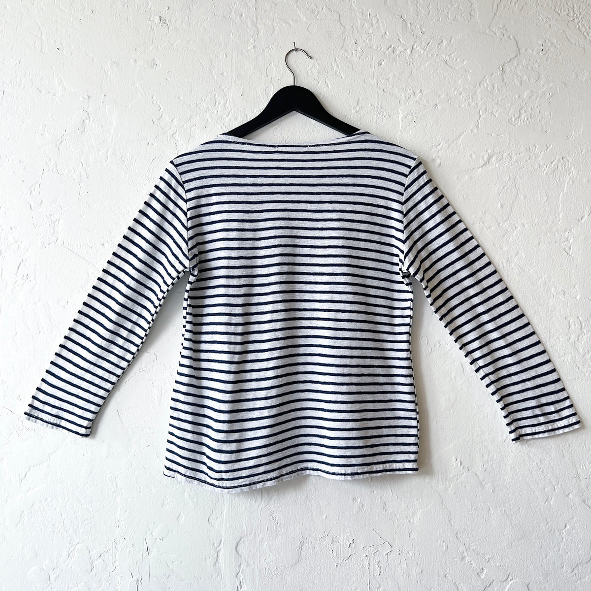 Striped 3/4 Sleeve Boatneck