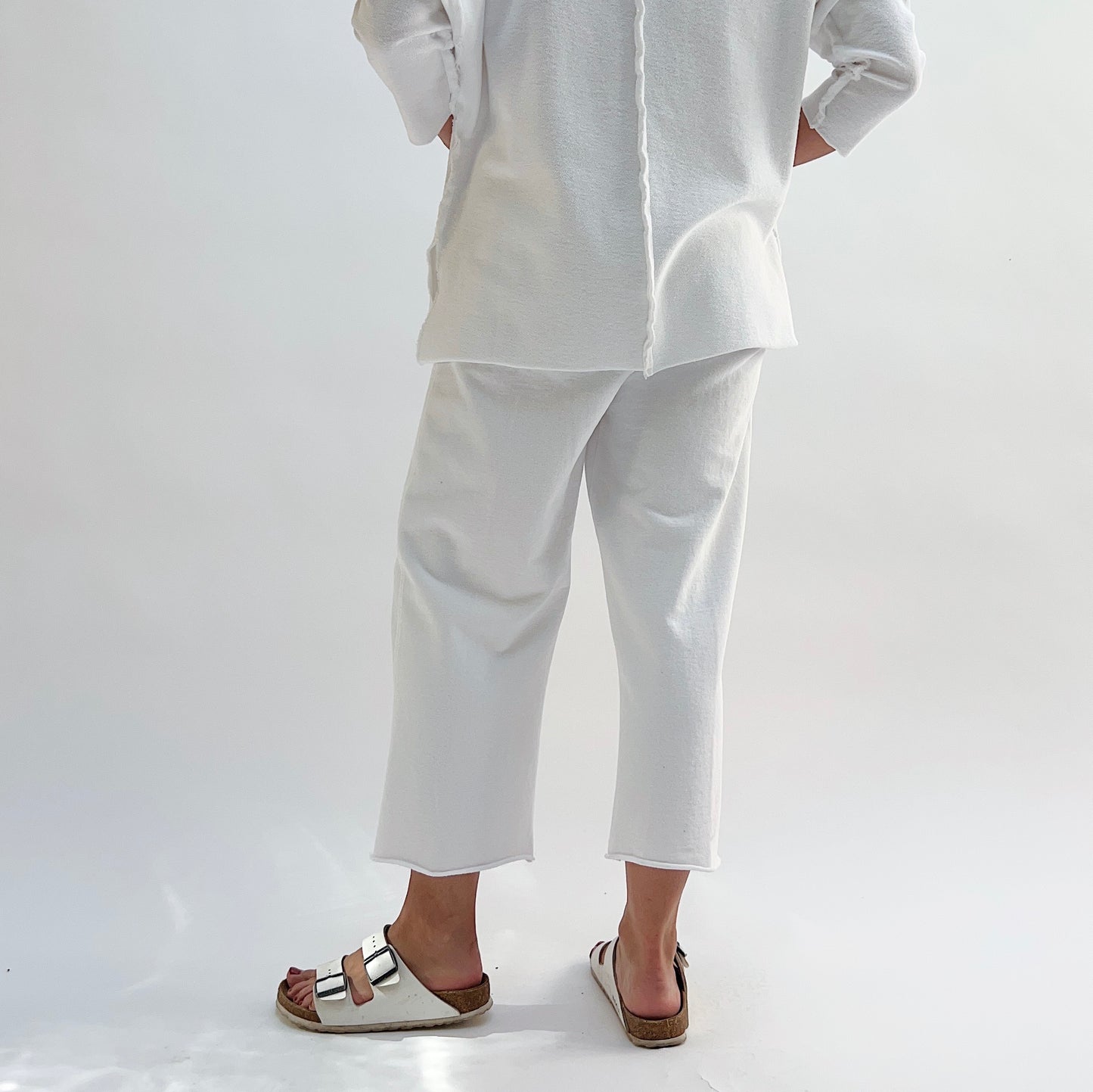 Eleven Stitch | Rib Crop Pant in Chalk