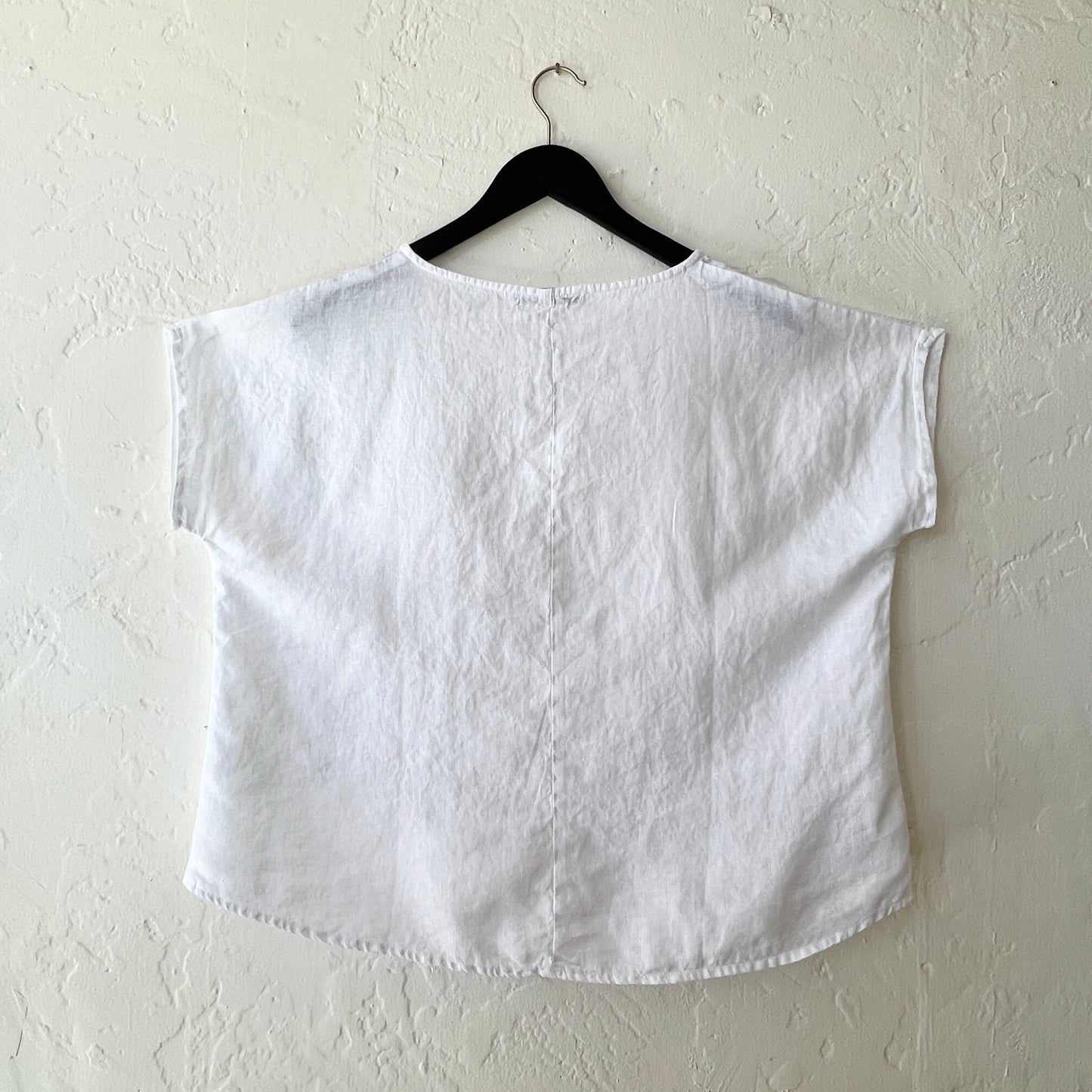 High Low Linen Tee in White