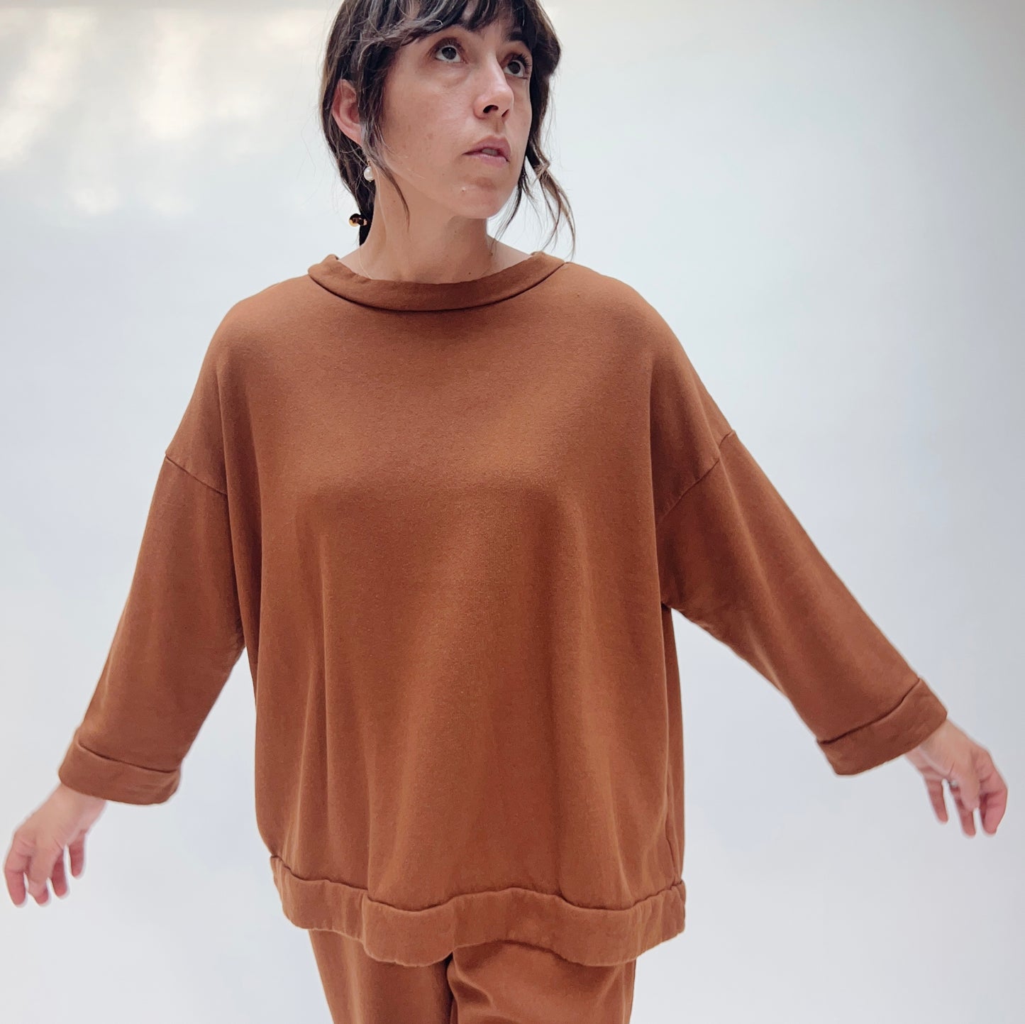 Bryn Walker | Alden Fleece Sweatshirt in Pinecone