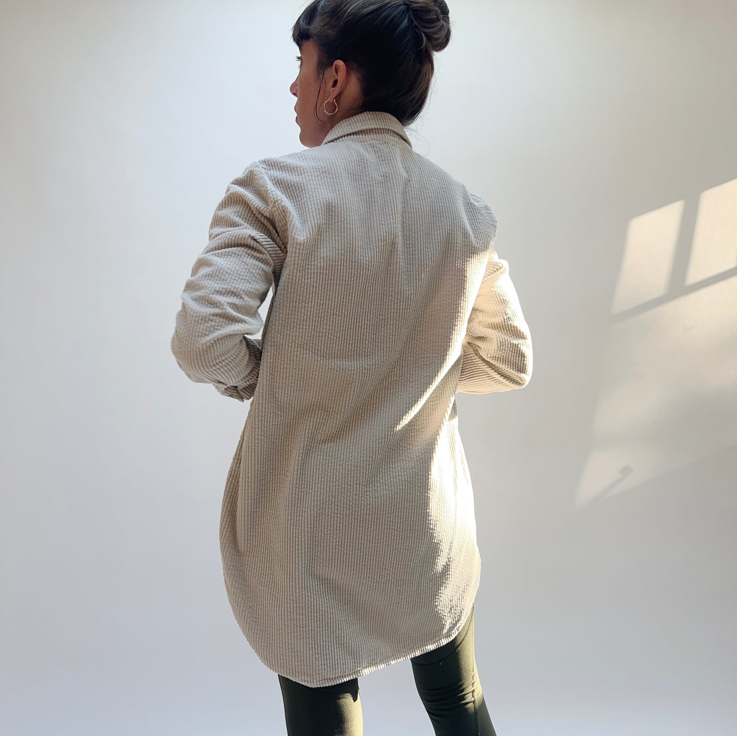 Cut Loose | Long Lux Corduroy Shirt in Moonbeam