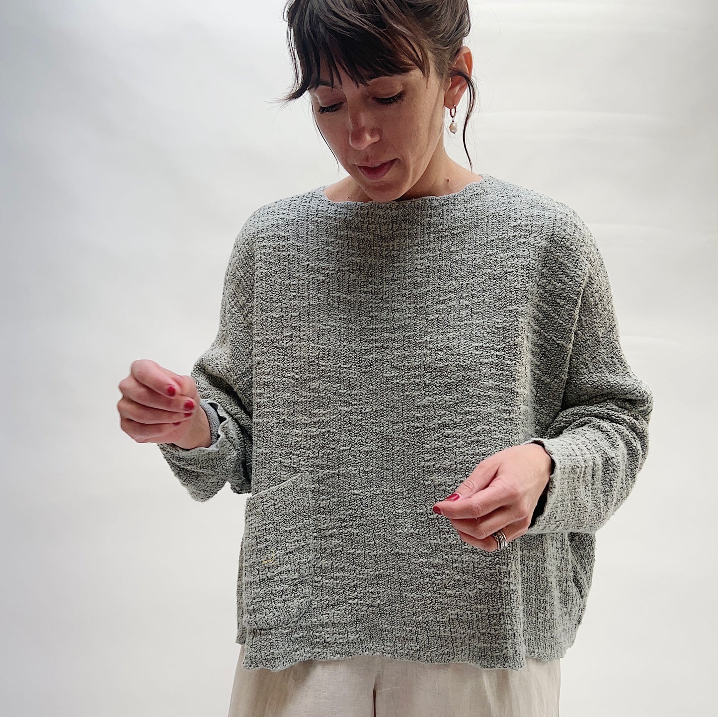 Cut Loose | Knit Pocket Pullover in Overcast
