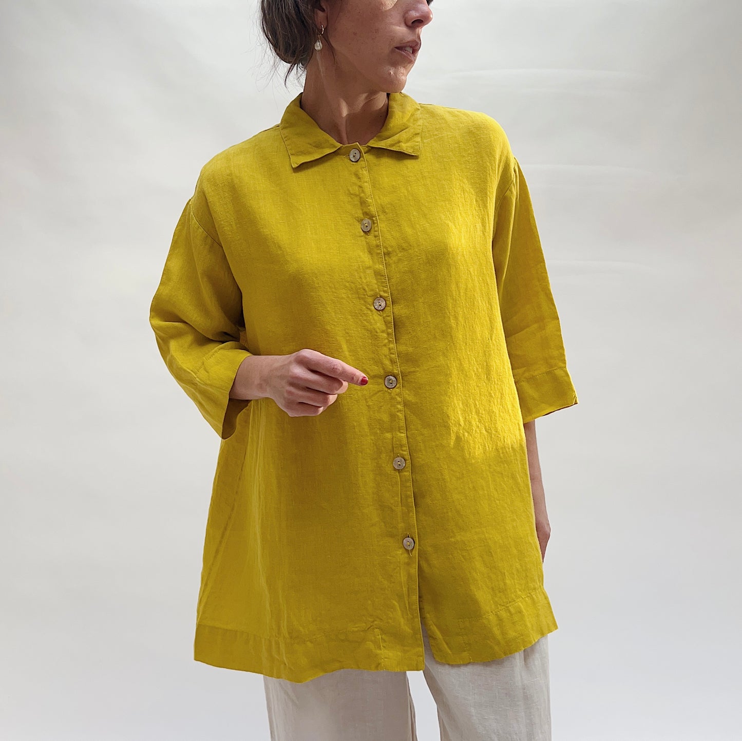 Bryn Walker | Linen Button Front Shirt in Ambrosia