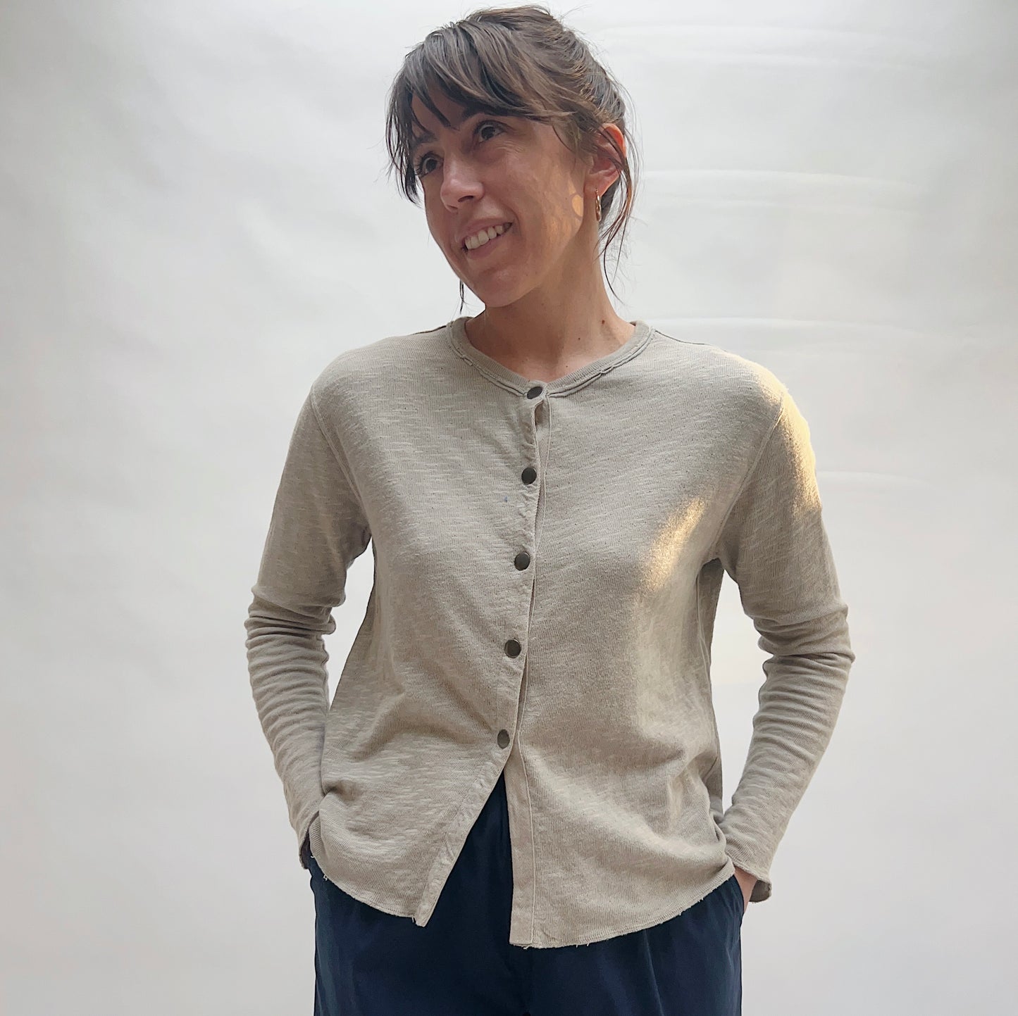 Snap Front Cardigan in Artichoke