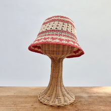 Load image into Gallery viewer, Cream &amp; Coral Knit Bucket Hat
