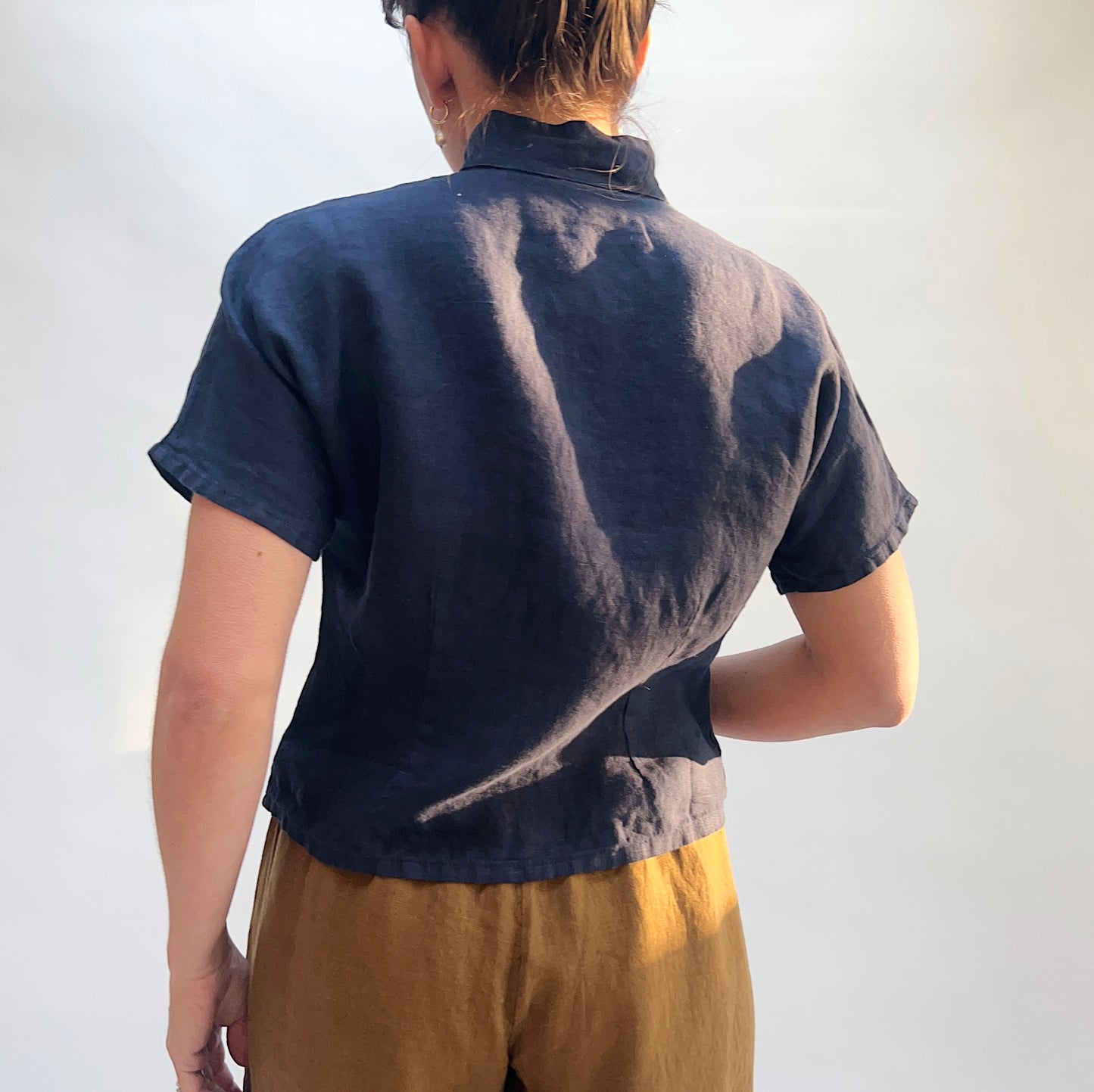 Short Sleeved Collared Button Down in Stargaze