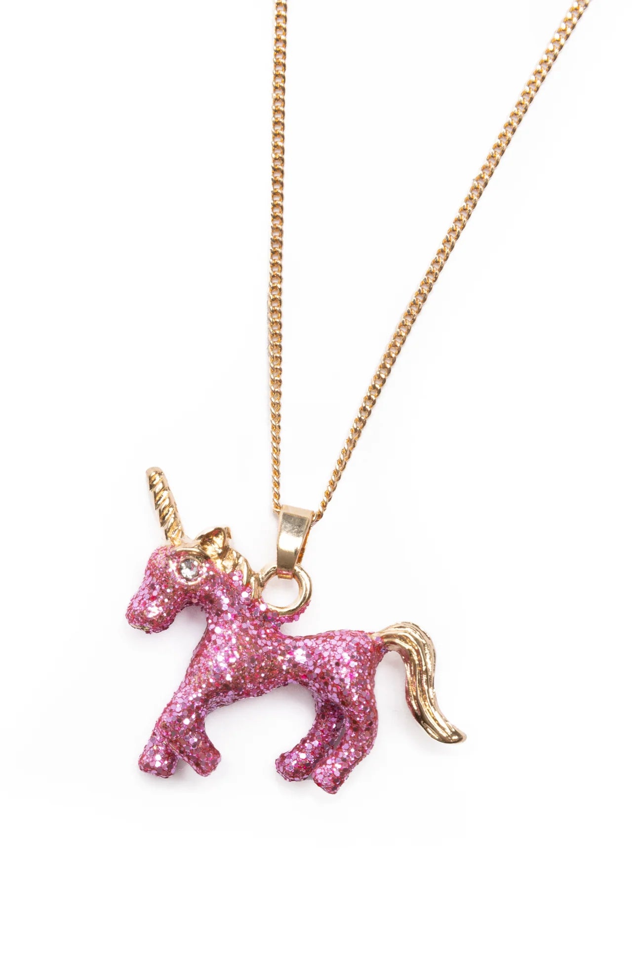 Glitter Pink Unicorn Necklace and Ring Set