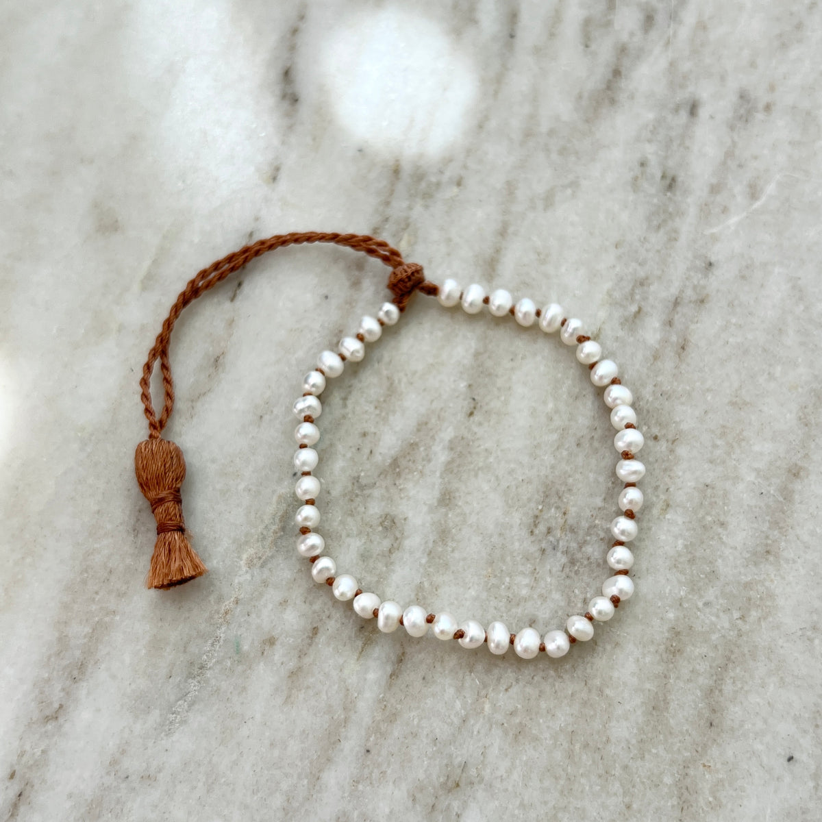 Lena Skadegard | White Oval Coin Pearl Bracelet