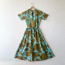 Load image into Gallery viewer, Alice Tie Waist Dress in Turquoise & Olive