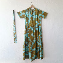 Load image into Gallery viewer, Alice Tie Waist Dress in Turquoise & Olive