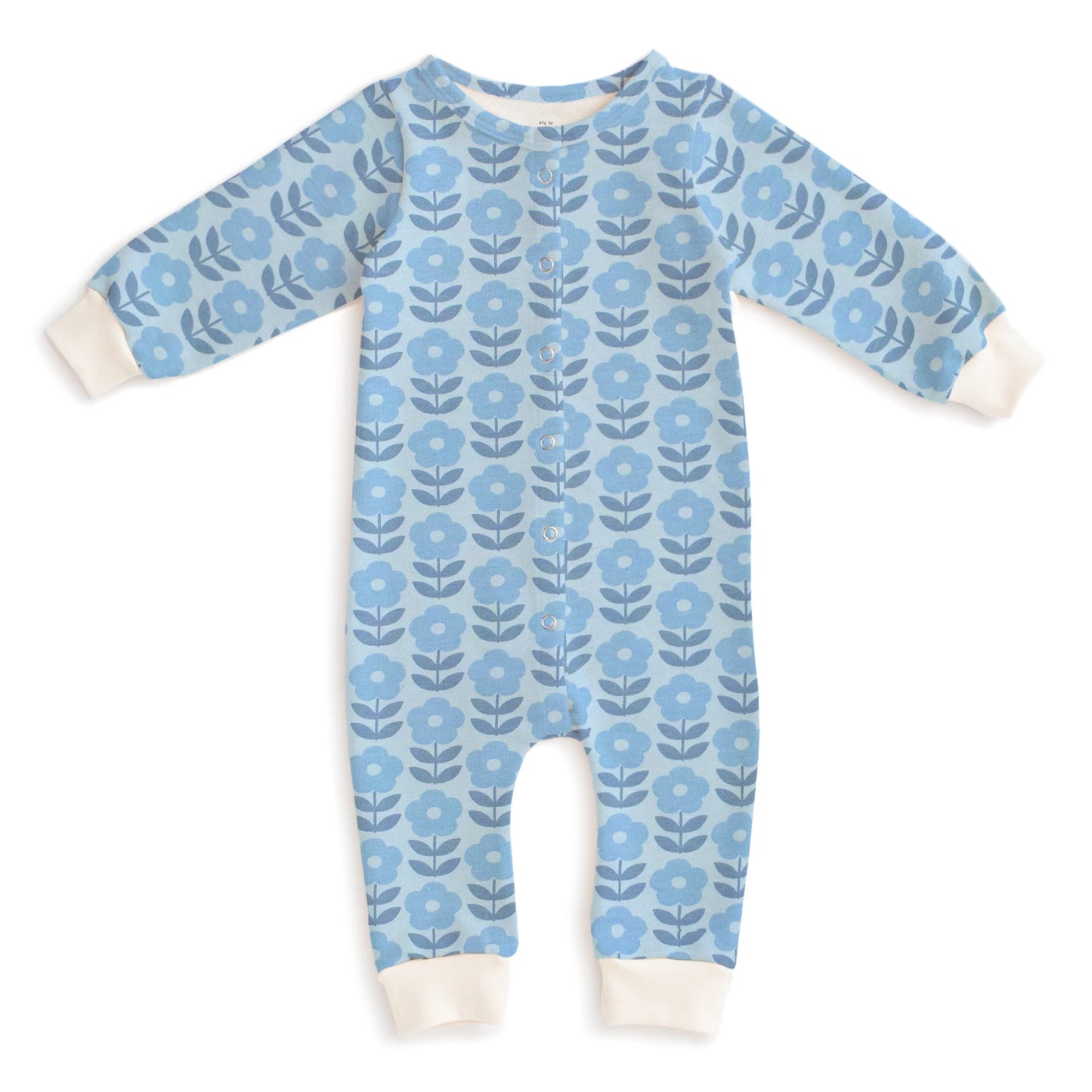 Winter Water Factory | French Terry Jumpsuit in Blue Danish Flowers