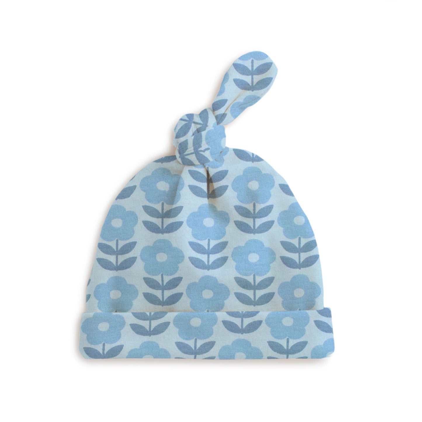 Winter Water Factory | Knotted Baby Hat in Blue Danish Flowers