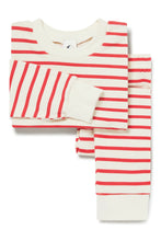 Load image into Gallery viewer, Kids' Classic Pajama Set in Red & Oatmeal Breton Stripes
