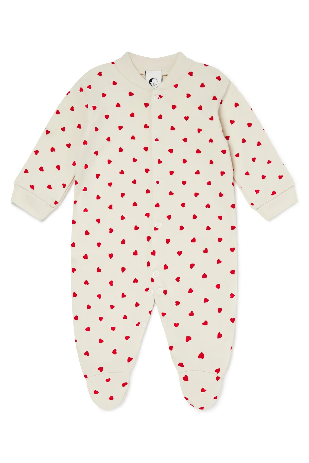 Baby Sleepsuit in Red Hearts Print