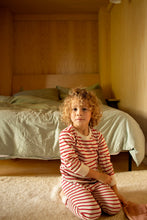 Load image into Gallery viewer, Kids' Classic Pajama Set in Red & Oatmeal Breton Stripes