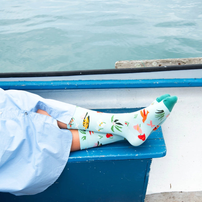 Seedling Socks in Aqua