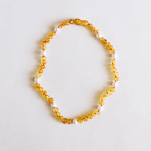 Load image into Gallery viewer, Raw Honey Amber + Pearl Halo Necklace