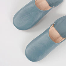 Load image into Gallery viewer, Moroccan Babouche Slippers in Blue Grey