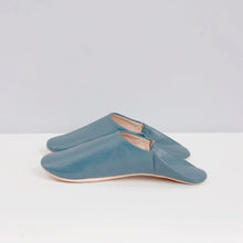 Load image into Gallery viewer, Moroccan Babouche Slippers in Blue Grey