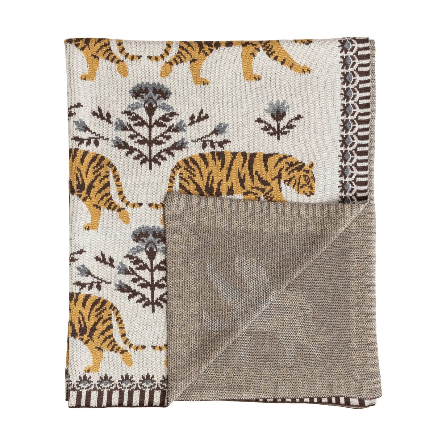 Cotton Knit Baby Blanket with Tigers
