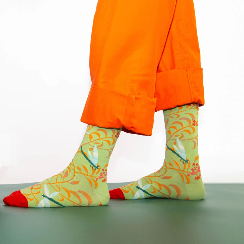 Dragonfly Socks in Lime