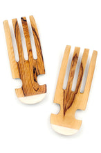 Load image into Gallery viewer, Olivewood Salad Tossing Claws with White Bone