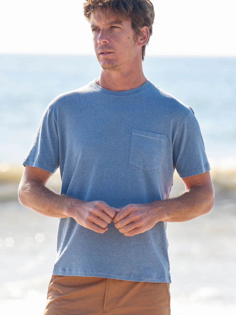 Hemp Pocket Tee in Denim Blue