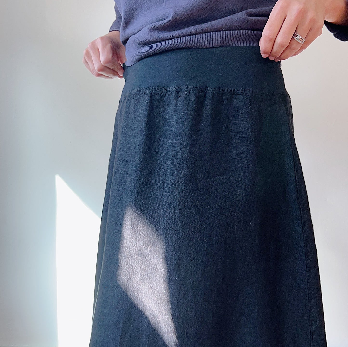 A-Line Linen Skirt in Black