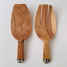 Load image into Gallery viewer, Kenyan Wide Inlaid Salad Servers