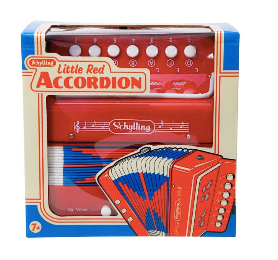 accordion front view in box on white background