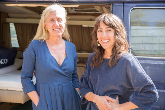 Dotter owners, Susanne McLean and Annika Huston, in front of blue van