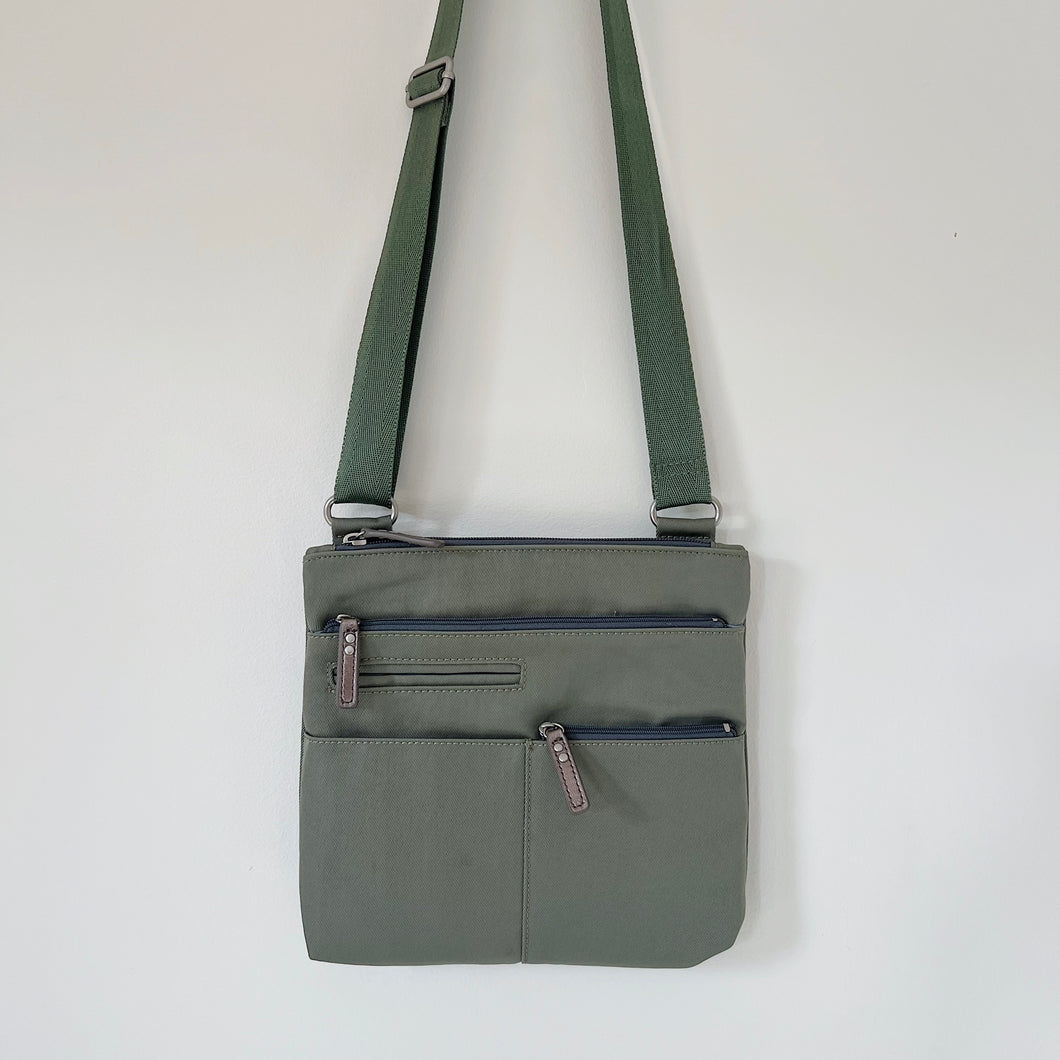Highway | Pete Multi-Pocket Cross Body Shoulder Bag in Green x Grey | Mini