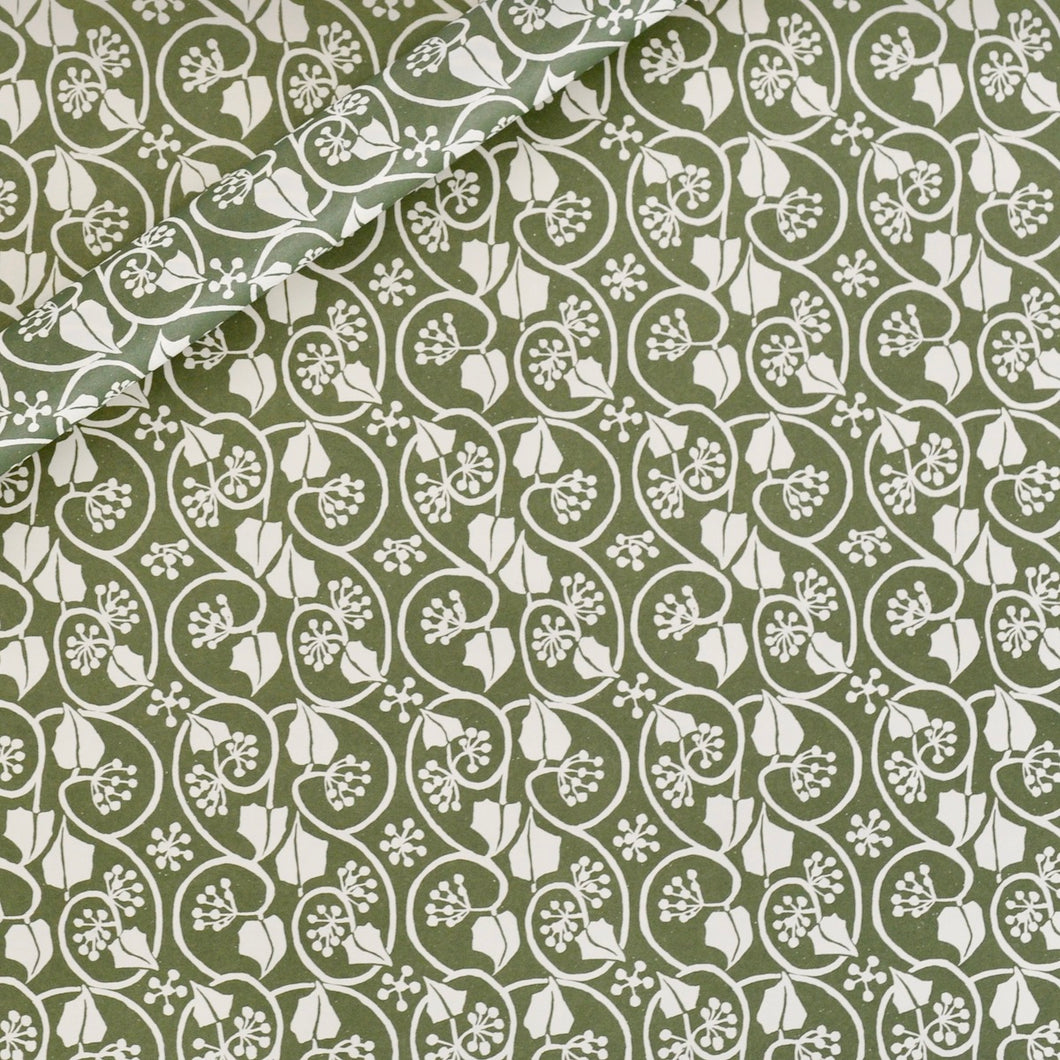 Cambridge Imprint | Small Ivy Stripe Patterned Paper, Sage Green